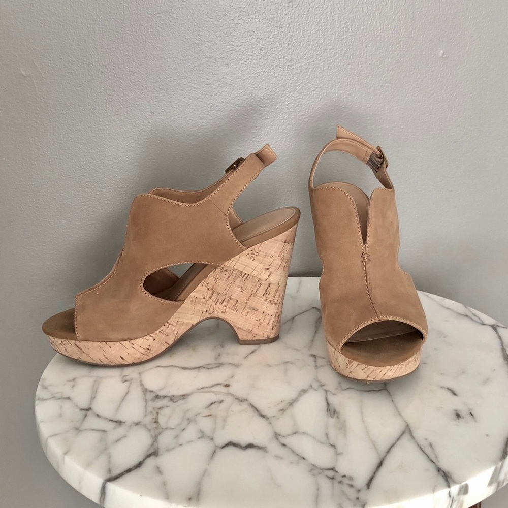 Tan Suede Wedges - LIKE NEW